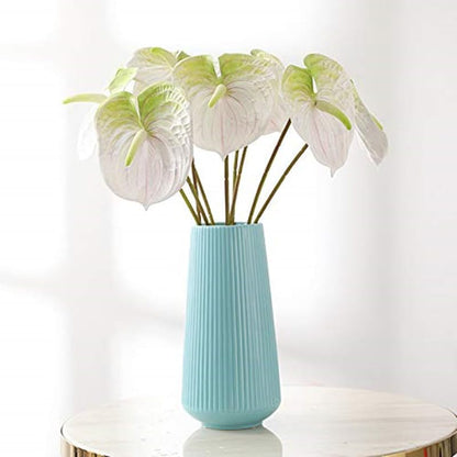 6 PCS 27" Simulation Large Artificial Anthurium Lily Flowers Permanent Flower for Home Decoration Bouquet and Green Leaf， Wedding Festival Decoration Flower Arrangement (Pink)