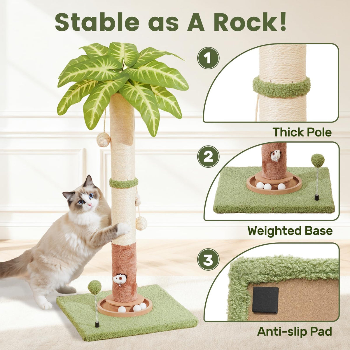 Cat Scratching Post for Indoor Large Kitten Scratch, 35" Tall