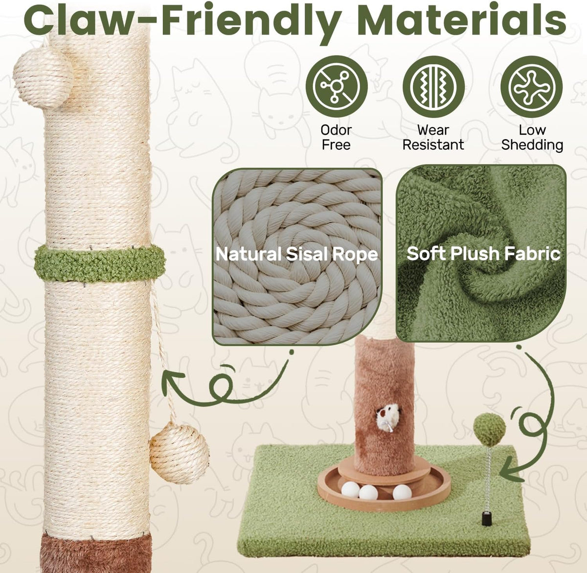 Cat Scratching Post for Indoor Large Kitten Scratch, 35" Tall