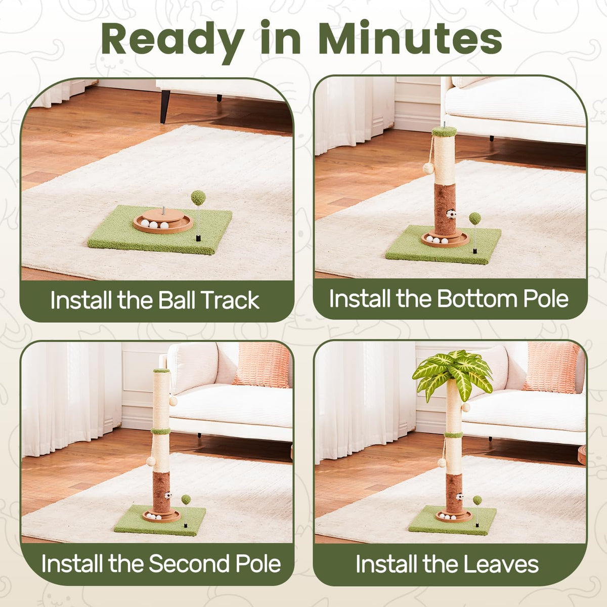 Cat Scratching Post for Indoor Large Kitten Scratch, 35" Tall