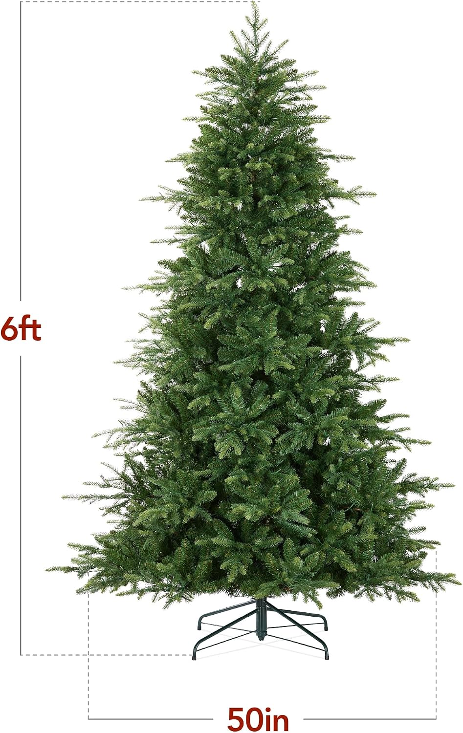 Full Aspen Christmas Tree, 6ft Pre-lit Realistic Noble Fir w/ 450 Glowing Micro LED Lights, 2-in-1 White & Multicolor