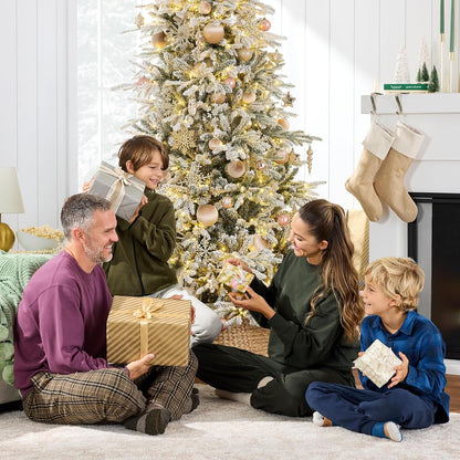 Full Aspen Christmas Tree, 6ft Pre-lit Realistic Noble Fir w/ 450 Glowing Micro LED Lights, 2-in-1 White & Multicolor