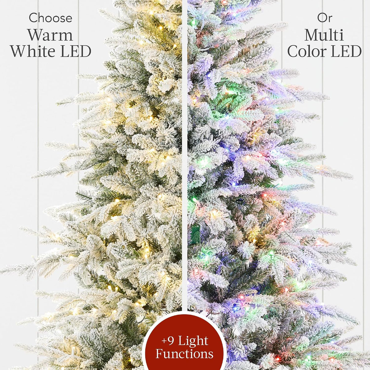 Full Aspen Christmas Tree, 6ft Pre-lit Realistic Noble Fir w/ 450 Glowing Micro LED Lights, 2-in-1 White & Multicolor