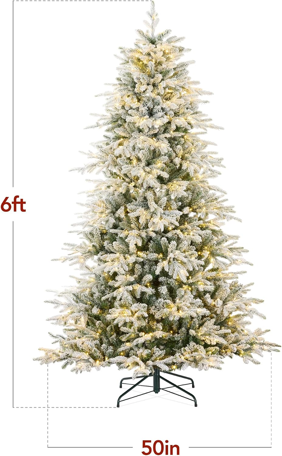 Full Aspen Christmas Tree, 6ft Pre-lit Realistic Noble Fir w/ 450 Glowing Micro LED Lights, 2-in-1 White & Multicolor