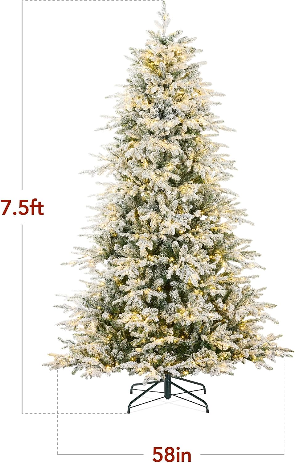 Full Aspen Christmas Tree, 6ft Pre-lit Realistic Noble Fir w/ 450 Glowing Micro LED Lights, 2-in-1 White & Multicolor