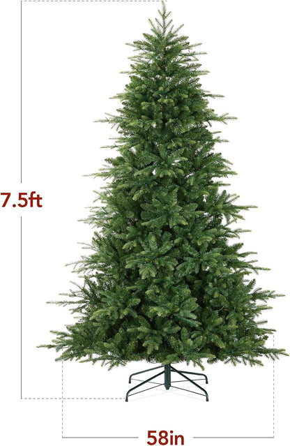 Full Aspen Christmas Tree, 6ft Pre-lit Realistic Noble Fir w/ 450 Glowing Micro LED Lights, 2-in-1 White & Multicolor