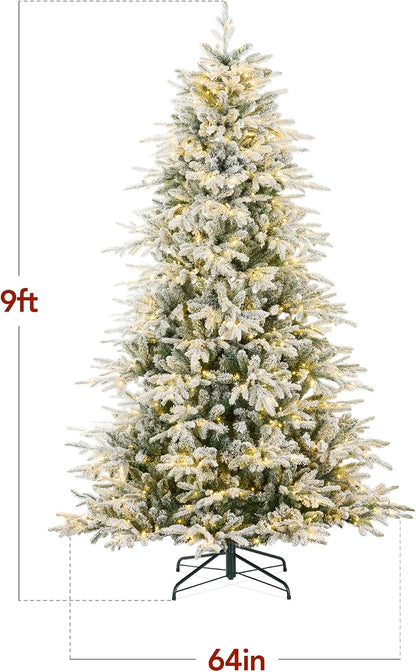 Full Aspen Christmas Tree, 6ft Pre-lit Realistic Noble Fir w/ 450 Glowing Micro LED Lights, 2-in-1 White & Multicolor