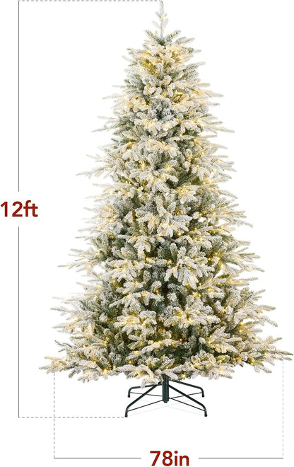 Full Aspen Christmas Tree, 6ft Pre-lit Realistic Noble Fir w/ 450 Glowing Micro LED Lights, 2-in-1 White & Multicolor