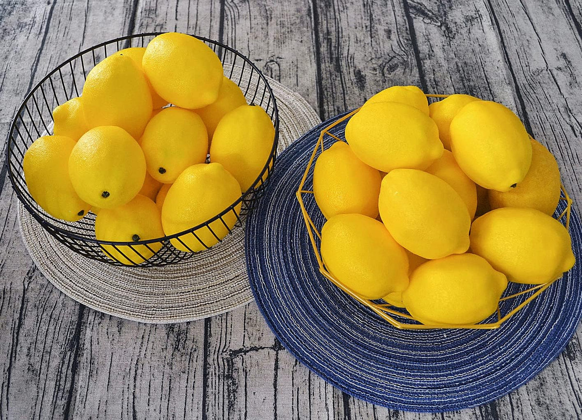 Artificial Lemons Simulation Lifelike Lemons Fake Fruit for Home Kitchen Wedding Party Decoration Photography (Big Size, Yellow)