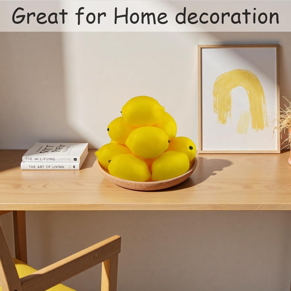 Artificial Lemons Simulation Lifelike Lemons Fake Fruit for Home Kitchen Wedding Party Decoration Photography (Big Size, Yellow)