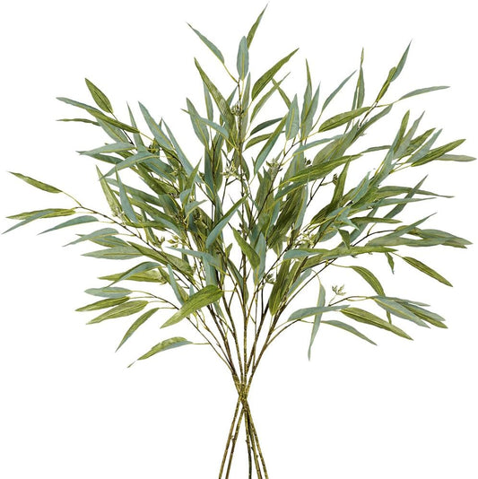 Artificial Plants,6PCS 39" Green Eucalyptus Faux Branches for Vase,Faux Greenery Stems Artificial Plants for Shop Garden Office Home Décor (6, Green Eucalyptus)