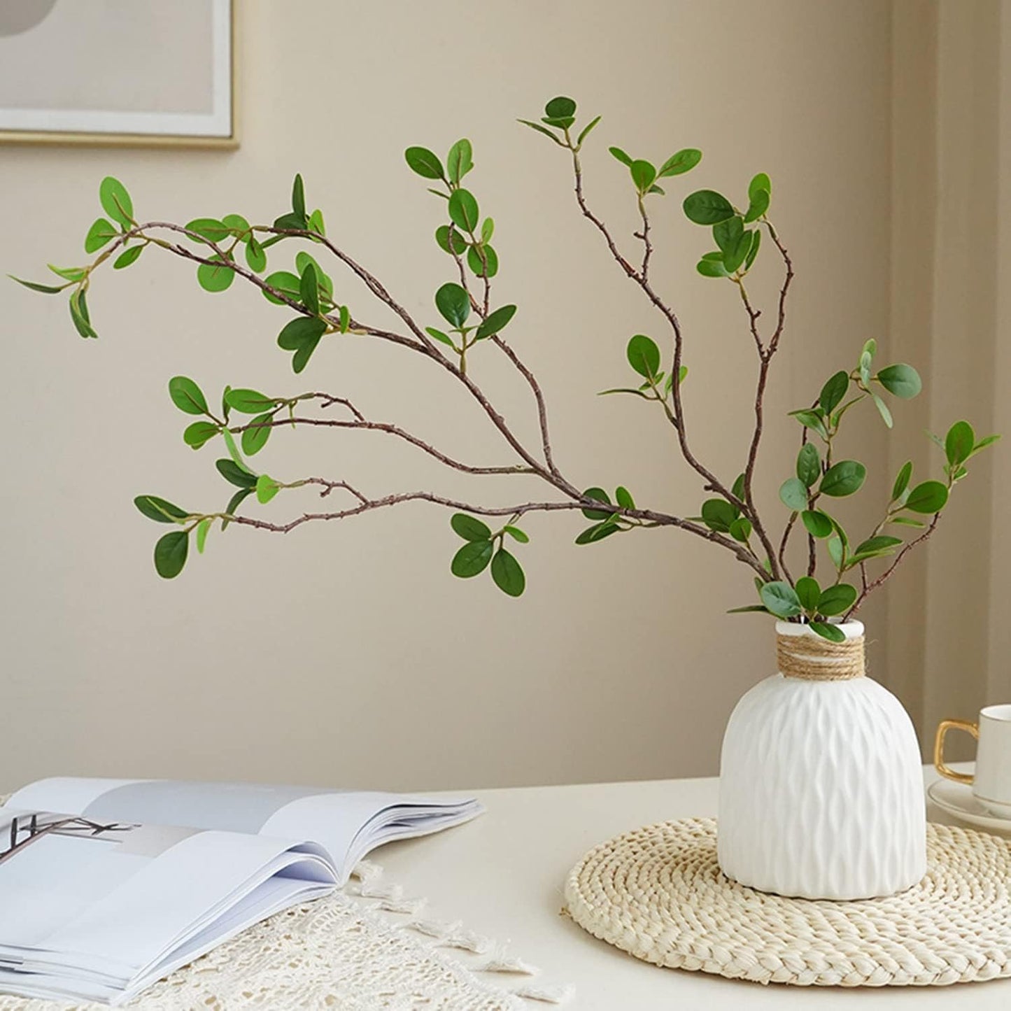Artificial Plants,6PCS 39" Green Eucalyptus Faux Branches for Vase,Faux Greenery Stems Artificial Plants for Shop Garden Office Home Décor (6, Green Eucalyptus)