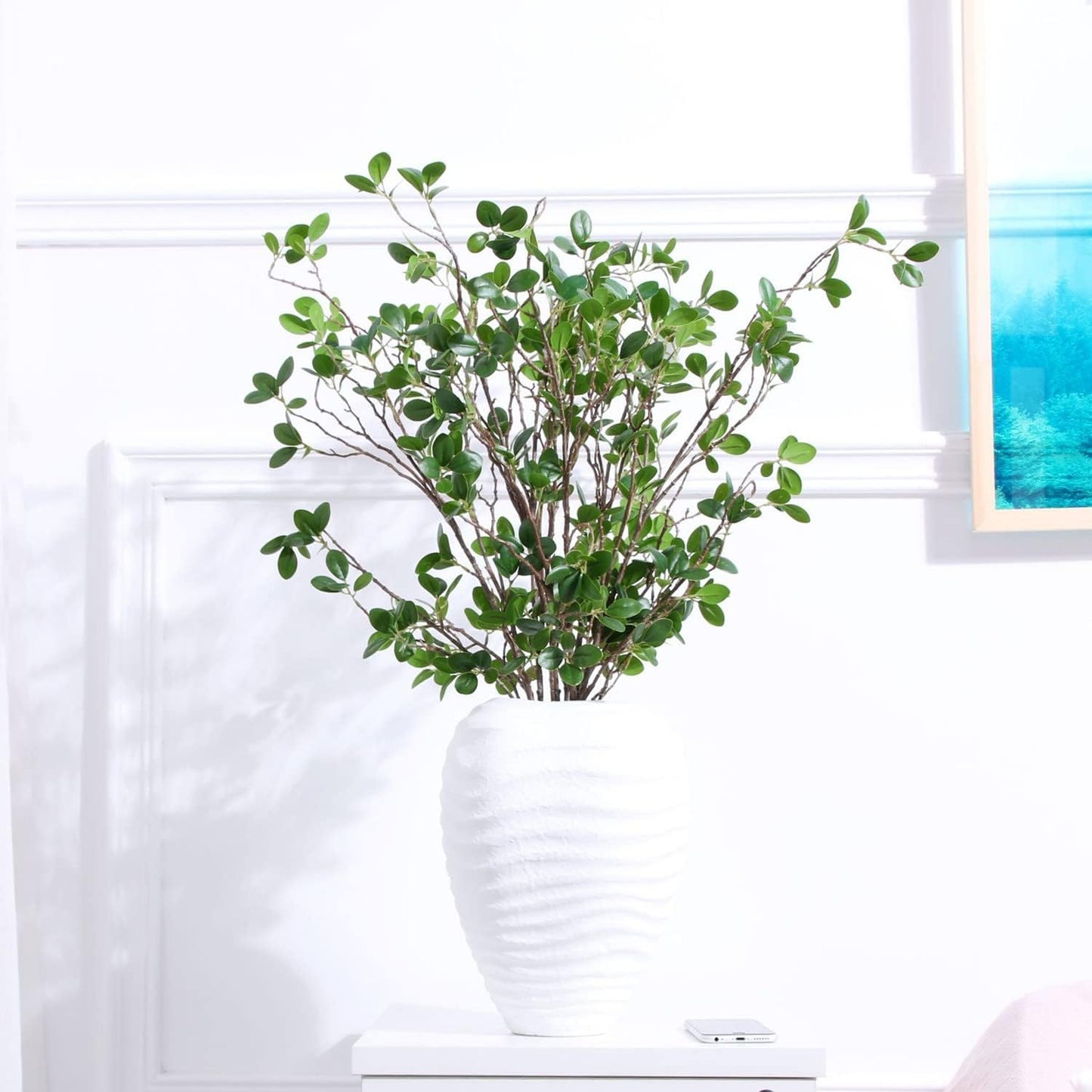 Artificial Plants,6PCS 39" Green Eucalyptus Faux Branches for Vase,Faux Greenery Stems Artificial Plants for Shop Garden Office Home Décor (6, Green Eucalyptus)