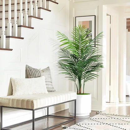 Artificial Palm Tree Outdoor 6ft, Large Fake Tropical Areca Palm Tree with 18 Trunks, Tall Faux Floor Plants for Indoor Outdoor-Living Rooms, Offices, Bedroom Home Decor