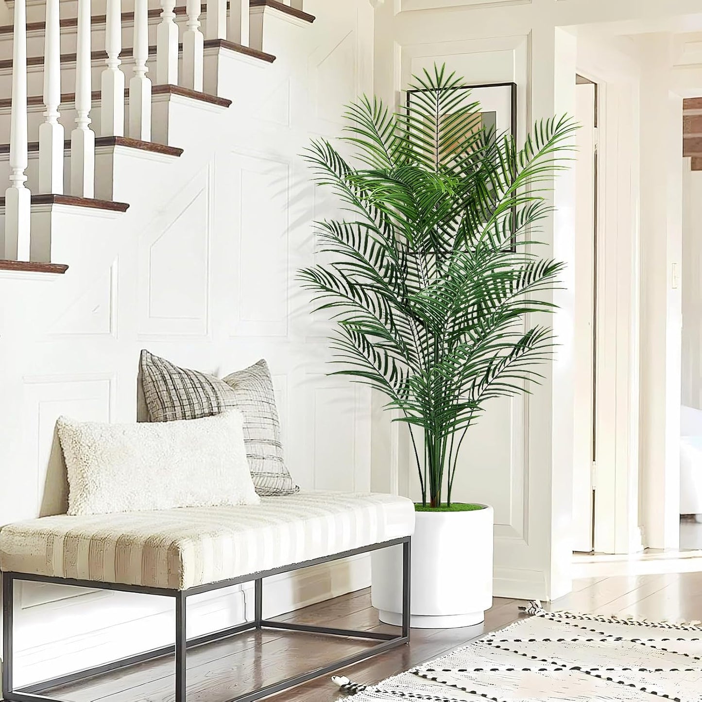 Artificial Palm Tree Outdoor 6ft, Large Fake Tropical Areca Palm Tree with 18 Trunks, Tall Faux Floor Plants for Indoor Outdoor-Living Rooms, Offices, Bedroom Home Decor