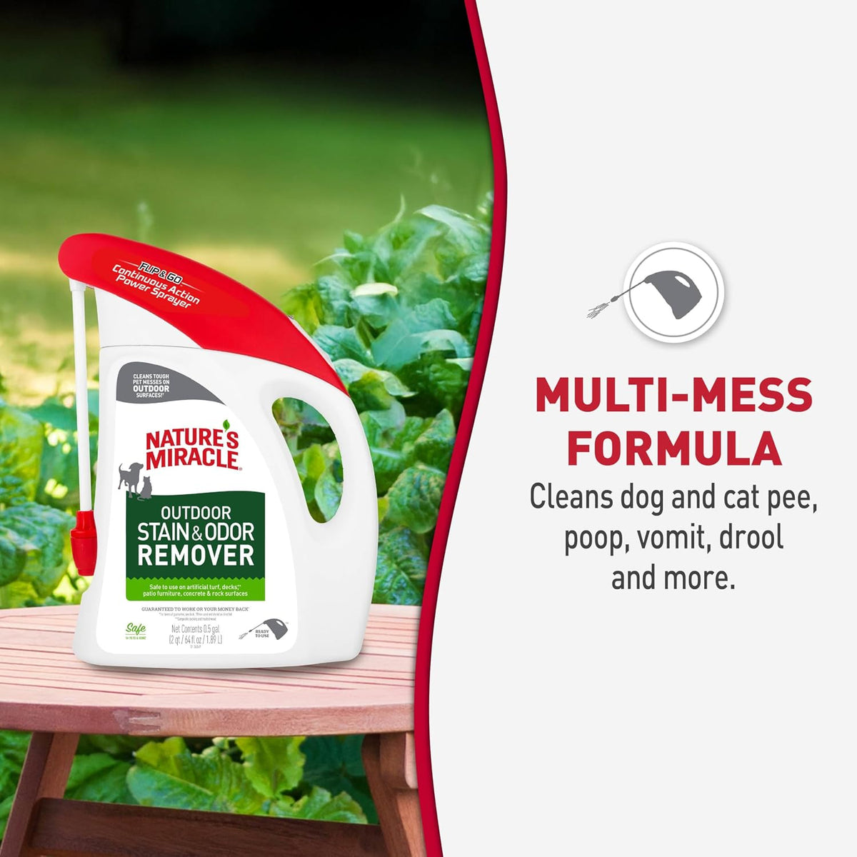 Outdoor Pet Stain & Odor Remover, 64 oz Flip & Go Sprayer