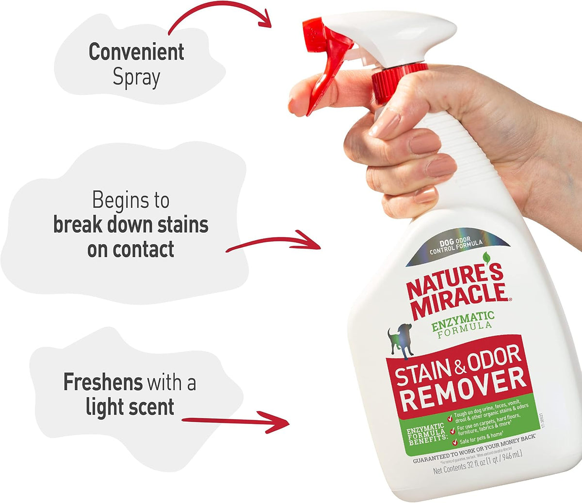 Outdoor Pet Stain & Odor Remover, 64 oz Flip & Go Sprayer