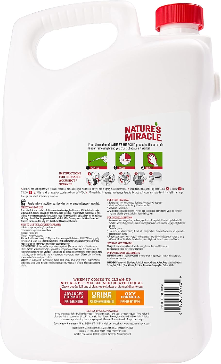 Outdoor Pet Stain & Odor Remover, 64 oz Flip & Go Sprayer