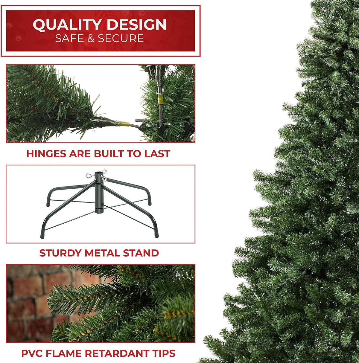 7.5FT Realistic Green Spruce Unlit Artificial Holiday Christmas Tree with Sturdy Metal Stand
