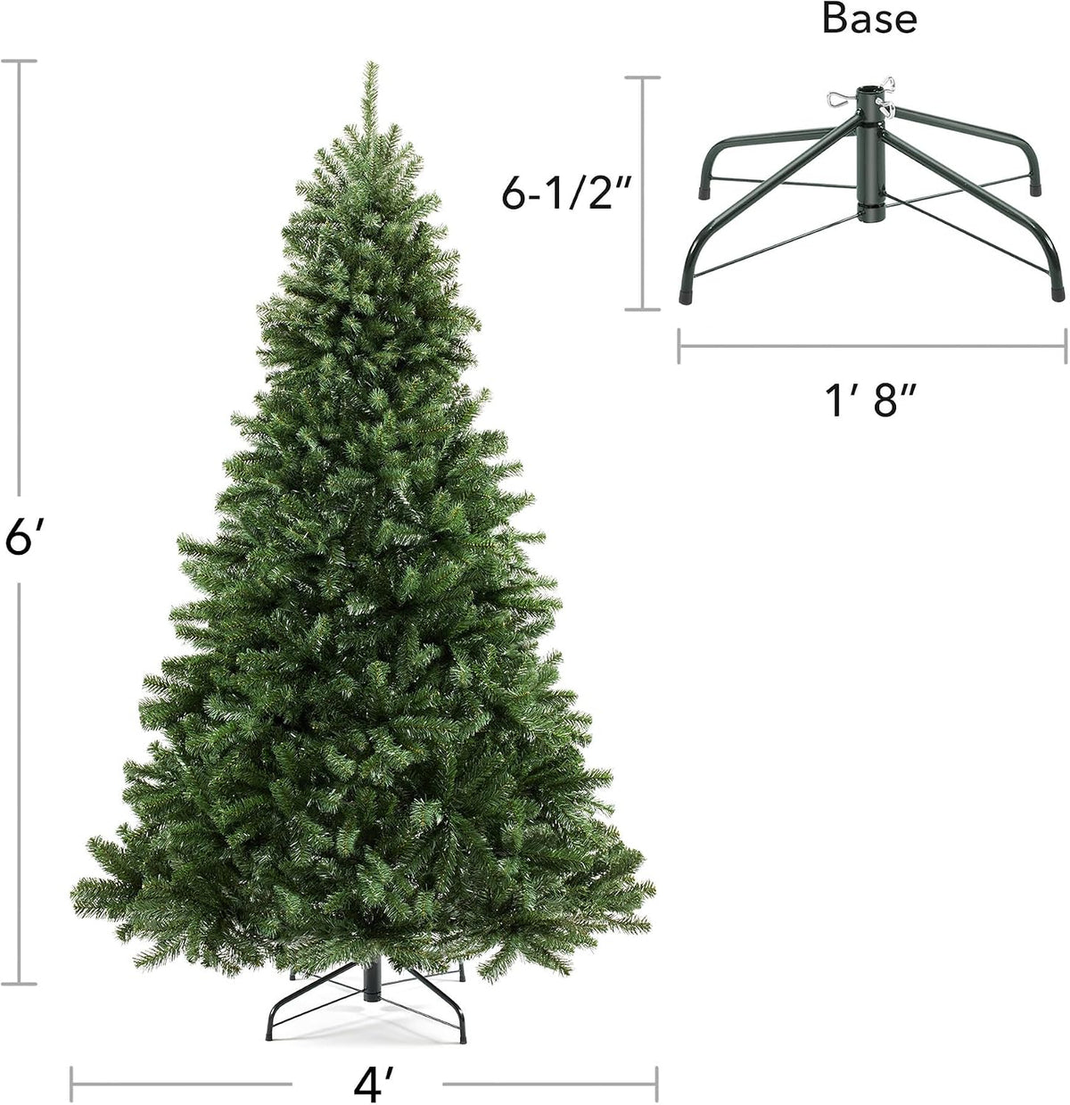 7.5FT Realistic Green Spruce Unlit Artificial Holiday Christmas Tree with Sturdy Metal Stand