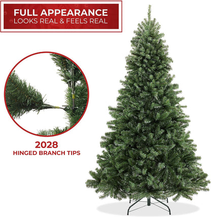 7.5FT Realistic Green Spruce Unlit Artificial Holiday Christmas Tree with Sturdy Metal Stand