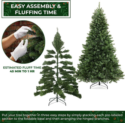 7.5FT Realistic Green Spruce Unlit Artificial Holiday Christmas Tree with Sturdy Metal Stand