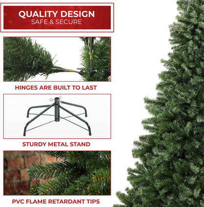 7.5FT Realistic Green Spruce Unlit Artificial Holiday Christmas Tree with Sturdy Metal Stand