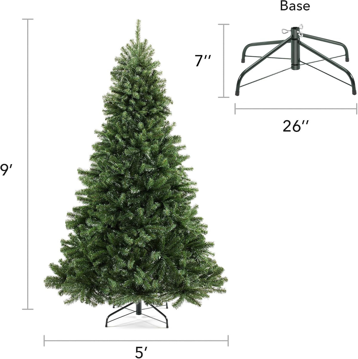 7.5FT Realistic Green Spruce Unlit Artificial Holiday Christmas Tree with Sturdy Metal Stand