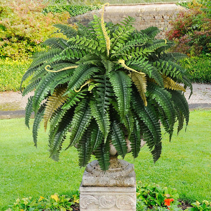 48 inch 88 Leaves XXL Large Fake Ferns Artificial Ferns for Outdoors Look Real, UV Resistant Faux Boston Fern for Outdoor Planter Realistic Hanging Artificial Fake Plants for Porch Patio