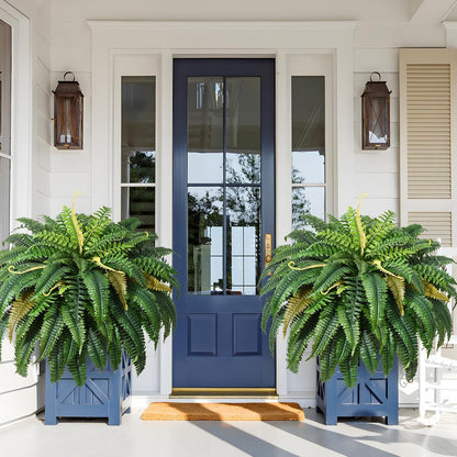 48 inch 88 Leaves XXL Large Fake Ferns Artificial Ferns for Outdoors Look Real, UV Resistant Faux Boston Fern for Outdoor Planter Realistic Hanging Artificial Fake Plants for Porch Patio