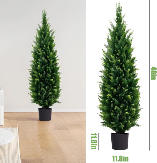6ft Artificial Topiary Trees Beautiful Realistic Faux Cedar Pines UV Protection for Indoor Outdoor Front Porch Decorate- Set of 2