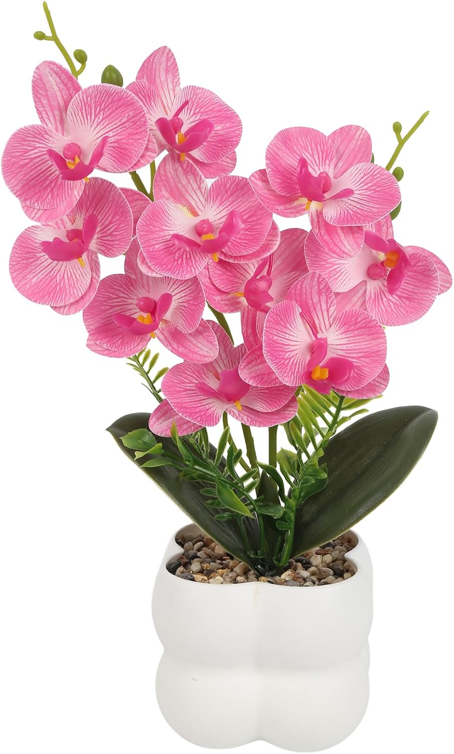 Blue Artificial Orchids Flowers in Pot 14" Tall Realistic Faux Phalaenopsis | 3D Printed Washable Fake Orchid Phalaenopsis Flowers with Vase for Home Wedding Table Centerpiece Bathroom Office Decor(Blue)