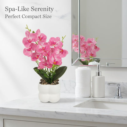 Blue Artificial Orchids Flowers in Pot 14" Tall Realistic Faux Phalaenopsis | 3D Printed Washable Fake Orchid Phalaenopsis Flowers with Vase for Home Wedding Table Centerpiece Bathroom Office Decor(Blue)
