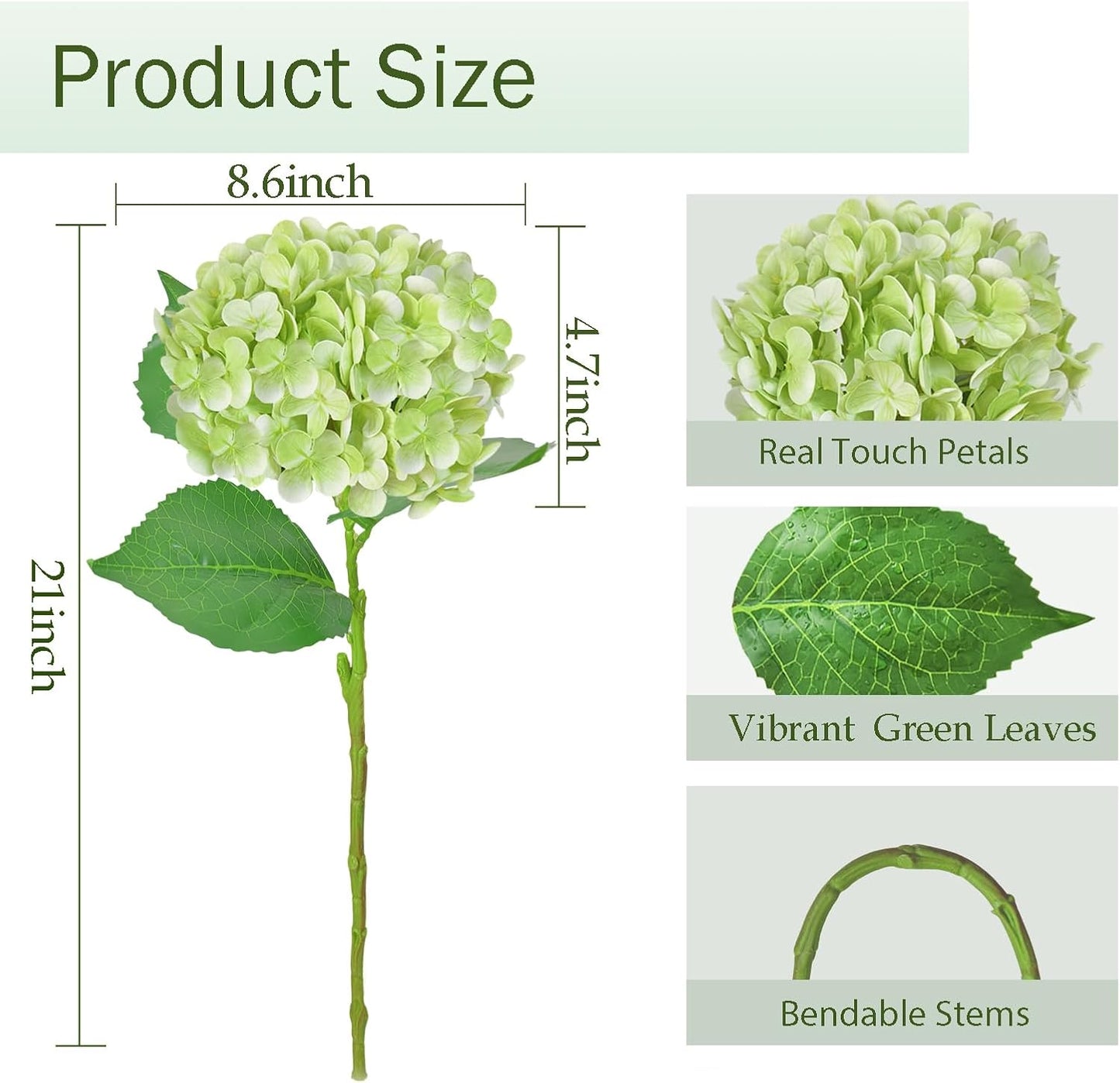 3 Pcs 21" Real Touch Blue Hydrangea Artificial Flowers with Stems, Fake Silk Flowers for Outdoors, Artificial Flowers for Home Decor Wedding Bouquets Centerpieces Vase