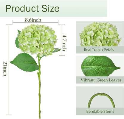 3 Pcs 21" Real Touch Blue Hydrangea Artificial Flowers with Stems, Fake Silk Flowers for Outdoors, Artificial Flowers for Home Decor Wedding Bouquets Centerpieces Vase