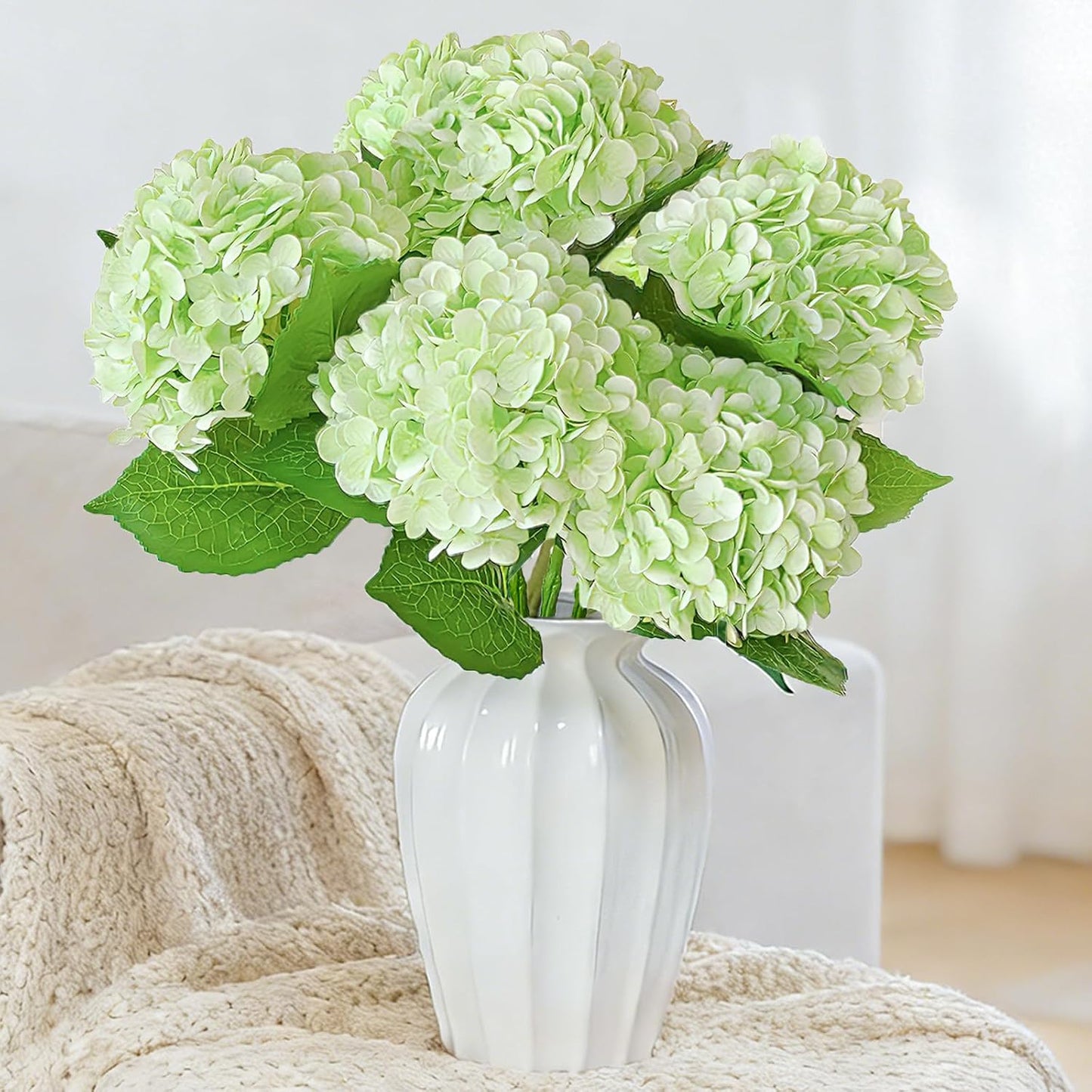 3 Pcs 21" Real Touch Blue Hydrangea Artificial Flowers with Stems, Fake Silk Flowers for Outdoors, Artificial Flowers for Home Decor Wedding Bouquets Centerpieces Vase