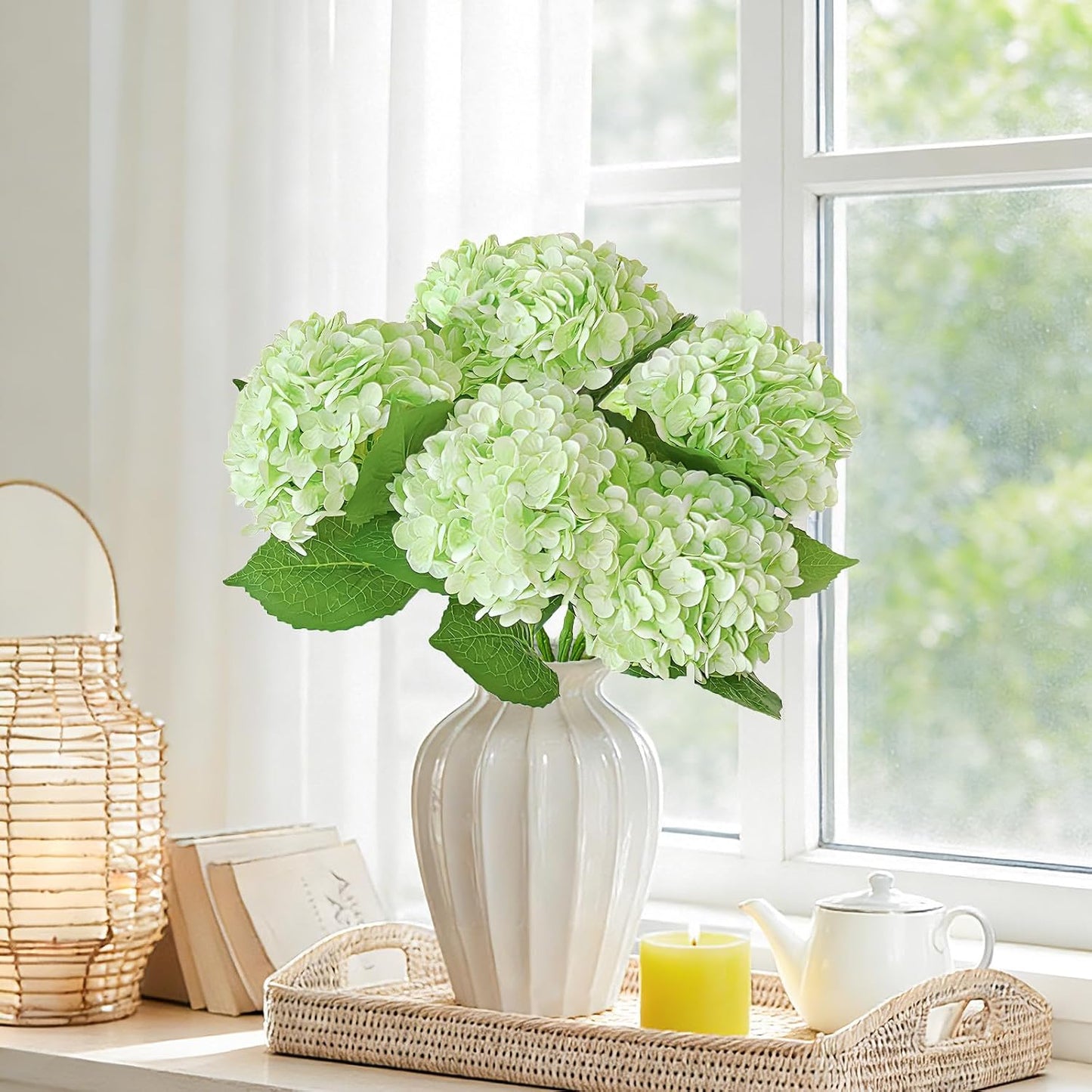 3 Pcs 21" Real Touch Blue Hydrangea Artificial Flowers with Stems, Fake Silk Flowers for Outdoors, Artificial Flowers for Home Decor Wedding Bouquets Centerpieces Vase