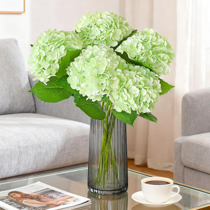 3 Pcs 21" Real Touch Blue Hydrangea Artificial Flowers with Stems, Fake Silk Flowers for Outdoors, Artificial Flowers for Home Decor Wedding Bouquets Centerpieces Vase