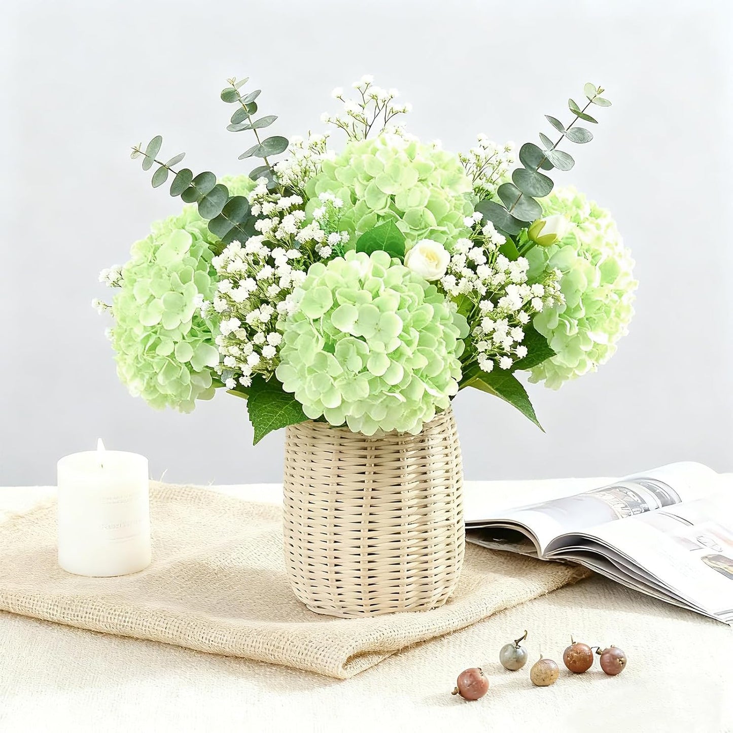 3 Pcs 21" Real Touch Blue Hydrangea Artificial Flowers with Stems, Fake Silk Flowers for Outdoors, Artificial Flowers for Home Decor Wedding Bouquets Centerpieces Vase