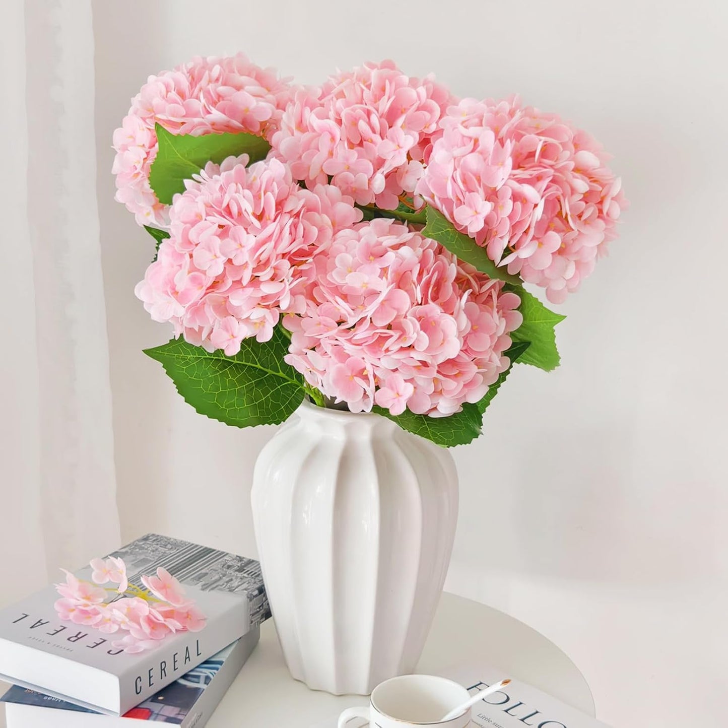 3 Pcs 21" Real Touch Blue Hydrangea Artificial Flowers with Stems, Fake Silk Flowers for Outdoors, Artificial Flowers for Home Decor Wedding Bouquets Centerpieces Vase