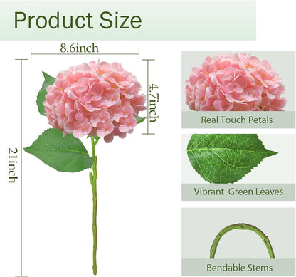 3 Pcs 21" Real Touch Blue Hydrangea Artificial Flowers with Stems, Fake Silk Flowers for Outdoors, Artificial Flowers for Home Decor Wedding Bouquets Centerpieces Vase