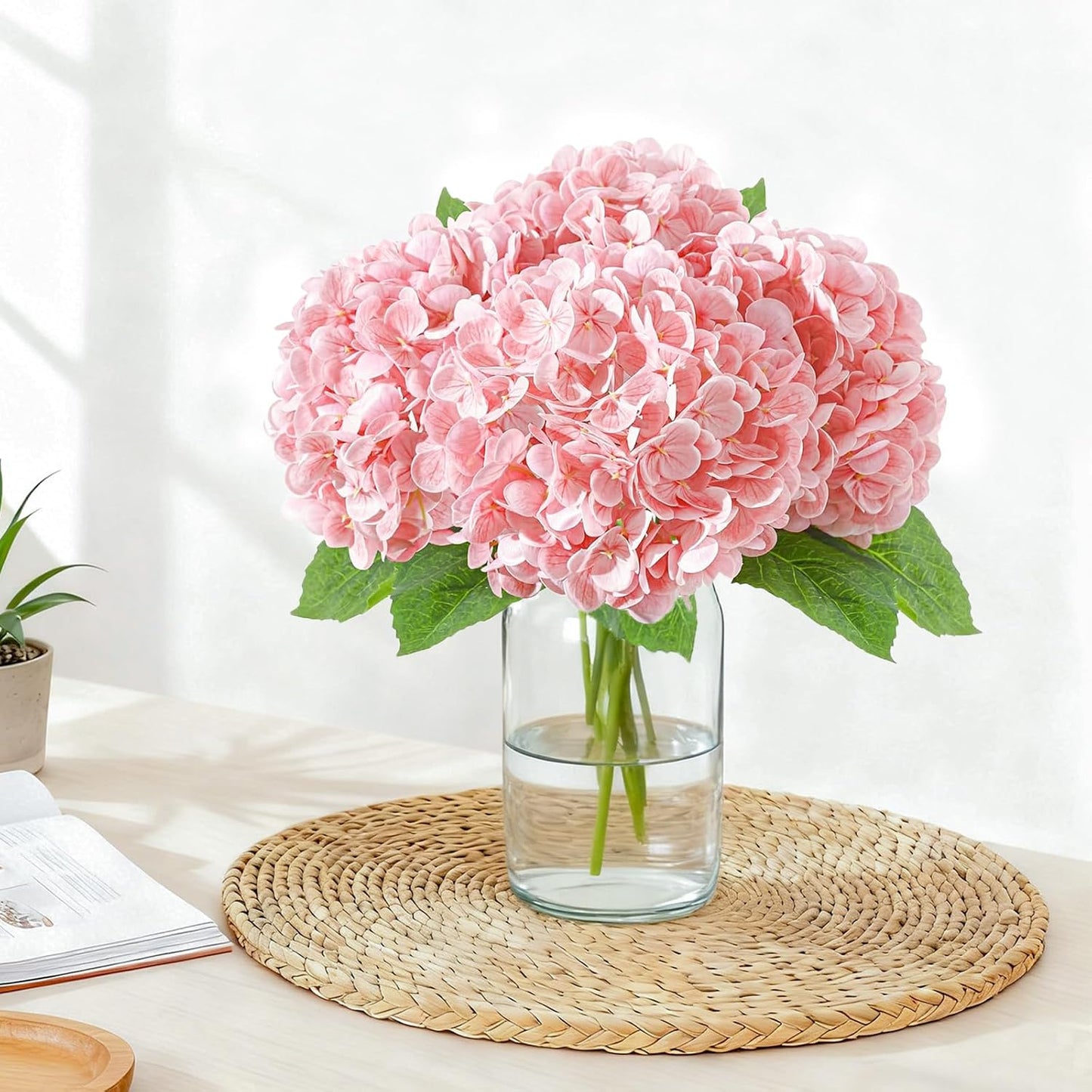 3 Pcs 21" Real Touch Blue Hydrangea Artificial Flowers with Stems, Fake Silk Flowers for Outdoors, Artificial Flowers for Home Decor Wedding Bouquets Centerpieces Vase