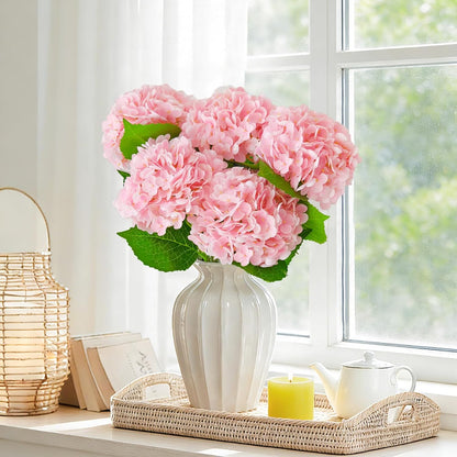 3 Pcs 21" Real Touch Blue Hydrangea Artificial Flowers with Stems, Fake Silk Flowers for Outdoors, Artificial Flowers for Home Decor Wedding Bouquets Centerpieces Vase