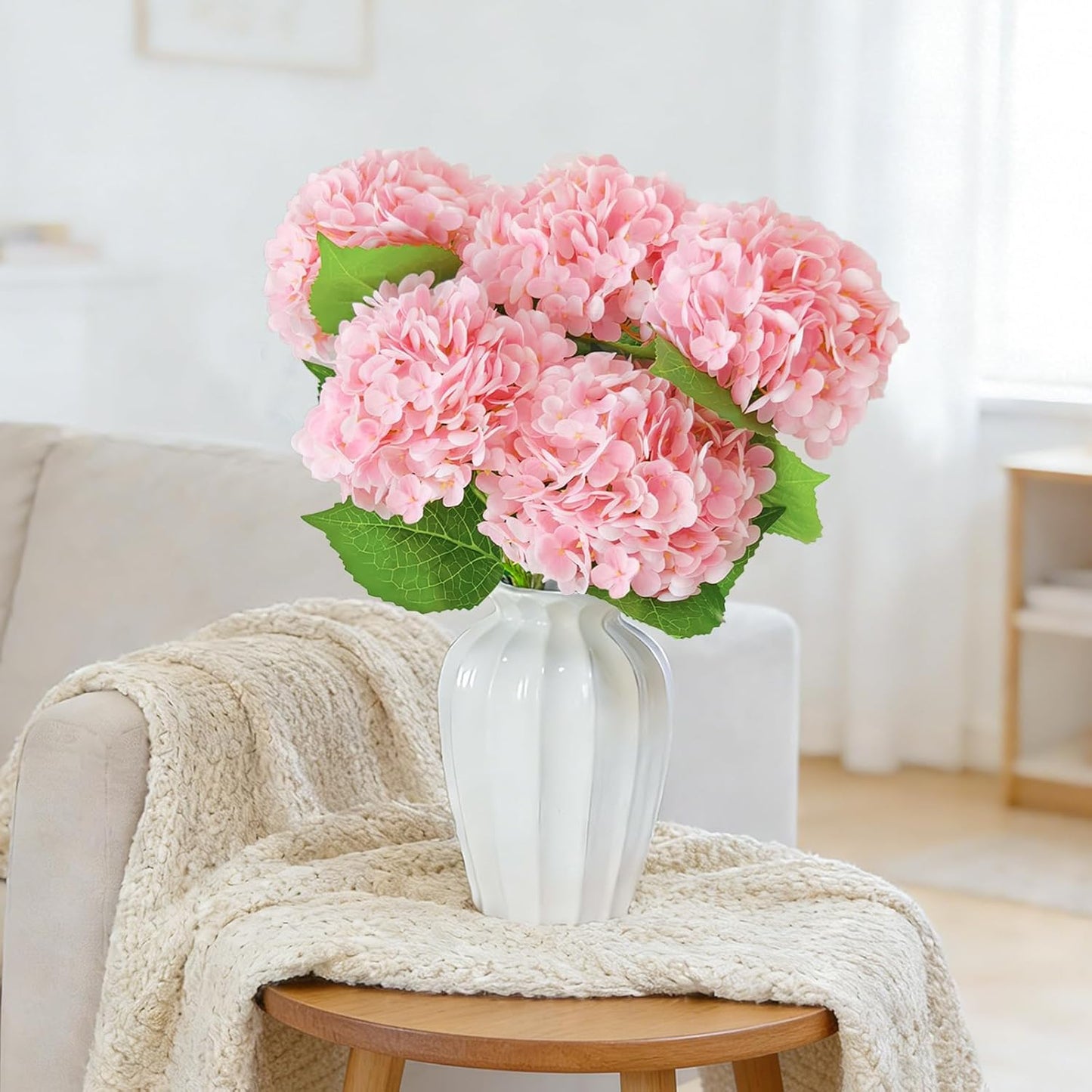 3 Pcs 21" Real Touch Blue Hydrangea Artificial Flowers with Stems, Fake Silk Flowers for Outdoors, Artificial Flowers for Home Decor Wedding Bouquets Centerpieces Vase