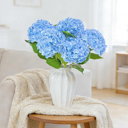 3 Pcs 21" Real Touch Blue Hydrangea Artificial Flowers with Stems, Fake Silk Flowers for Outdoors, Artificial Flowers for Home Decor Wedding Bouquets Centerpieces Vase
