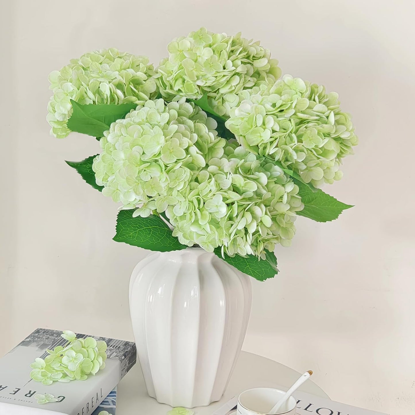 3 Pcs 21" Real Touch Blue Hydrangea Artificial Flowers with Stems, Fake Silk Flowers for Outdoors, Artificial Flowers for Home Decor Wedding Bouquets Centerpieces Vase