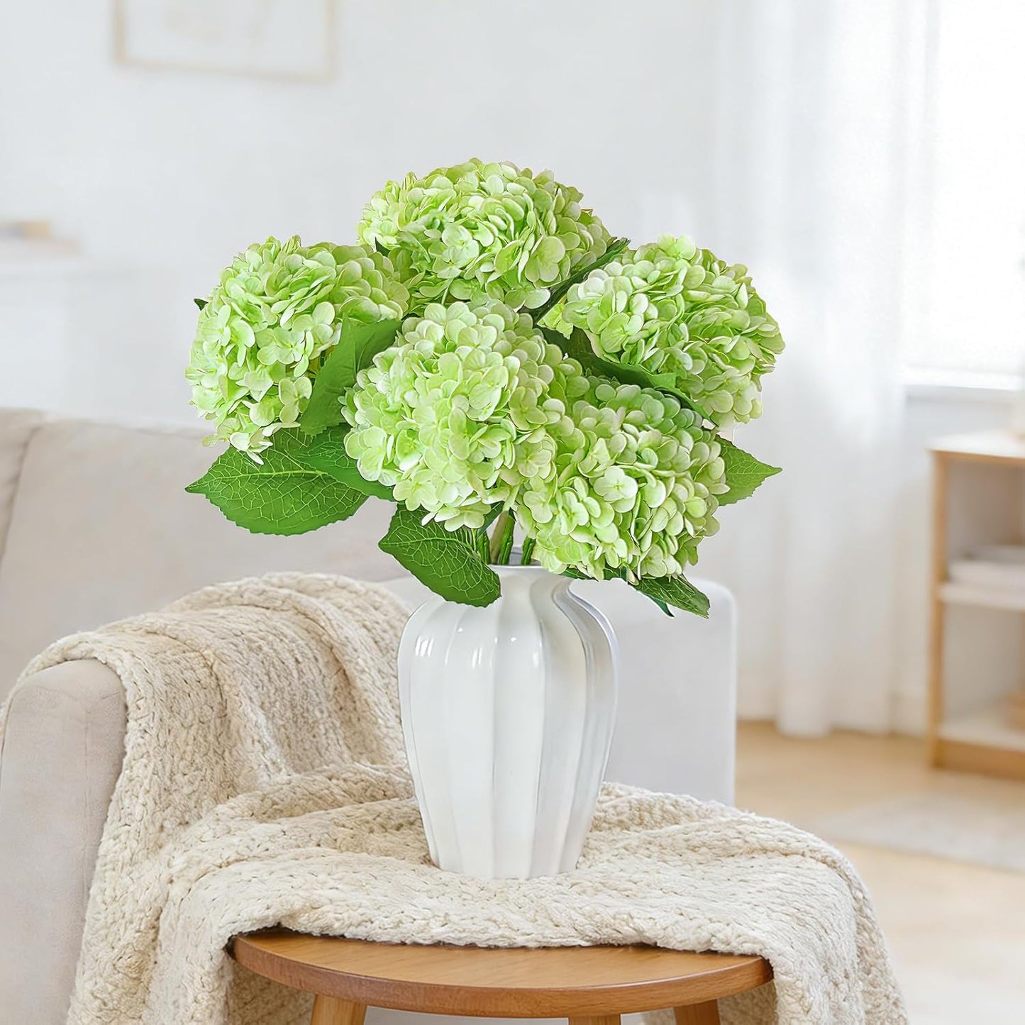 3 Pcs 21" Real Touch Blue Hydrangea Artificial Flowers with Stems, Fake Silk Flowers for Outdoors, Artificial Flowers for Home Decor Wedding Bouquets Centerpieces Vase
