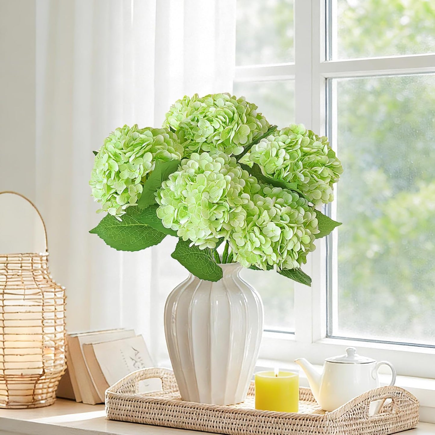 3 Pcs 21" Real Touch Blue Hydrangea Artificial Flowers with Stems, Fake Silk Flowers for Outdoors, Artificial Flowers for Home Decor Wedding Bouquets Centerpieces Vase