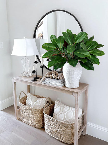 Artificial Magnolia Floral Stems 2PCS 19.7'' Tall Faux Magnolia Silk Flowers Bouquet Fake Greenery Branches for Home Wedding Arrangements Table Vase Centerpieces Rustic Decor(Vase not Included)