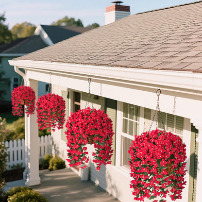 Artificial Bougainvillea Flowers for Outdoors, 2 Pcs, Fuchsia | Faux silk flowers, long trailing fake vines, for front door porch planter balcony patio summer spring home decor